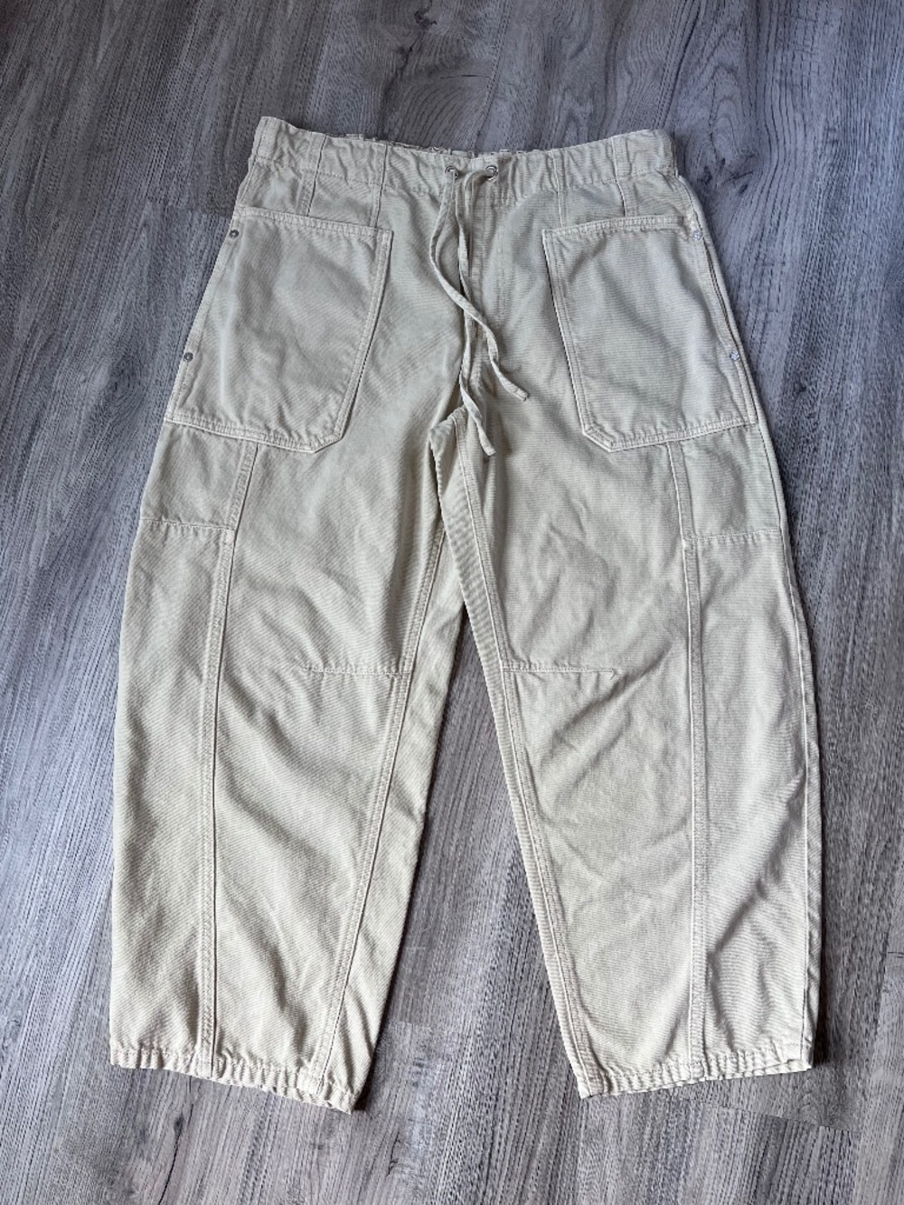 Scotch & Soda cream The Arc Barrel Leg Jeans Womens Large Drawstring Boho